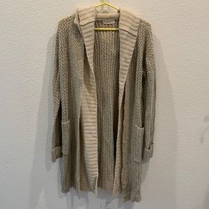 NWT Anthropologie Sleeping on Snow Hooded Long Cárdigan Sand Brown XXS Fits S